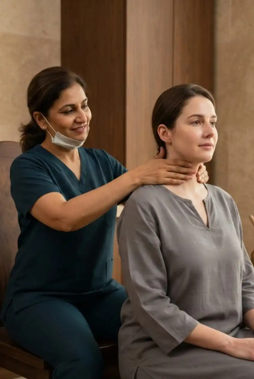 Cervical spondylosis Ayurvedic treatment Greeva Sandhigata Vata Vedara Care JVC Dubai
